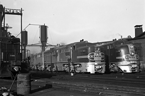 Santa Fe Railway passenger diesels—PA no. 51 and FT no. 159—at Chicago's 18th Street terminal on October 26, 1946. Photograph by Wallace W. Abbey, © 2015, Center for Railroad Photography and Art. Abbey-02-072-04