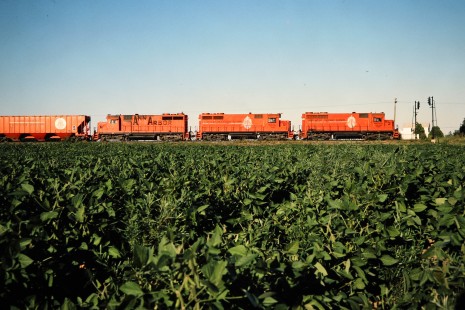 Southbound Ann Arbor Railroad freight train at Sterns Road in Temperance, Michigan, on August 28, 1982. Photograph by John F. Bjorklund, © 2015, Center for Railroad Photography and Art. Bjorklund-03-28-20