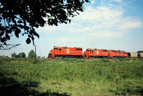 Southbound Ann Arbor Railroad freight train in Howell, Michigan, on August 14, 1982. Photograph by John F. Bjorklund, © 2015, Center for Railroad Photography and Art. Bjorklund-03-29-05