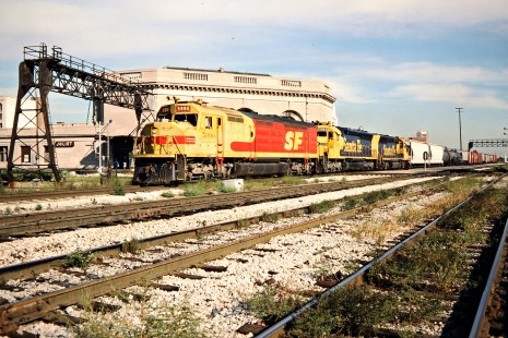 Westbound Santa Fe Railway freight train in  Joliet, Illinois, on September 24, 1988.  Photograph by John F. Bjorklund, © 2015, Center for Railroad Photography and Art. Bjorklund-05-14-01