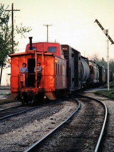 Southbound Ann Arbor Railroad freight train in Alma, Michigan, on May 3, 1981. Photograph by John F. Bjorklund, © 2015, Center for Railroad Photography and Art. Bjorklund-02-07-07