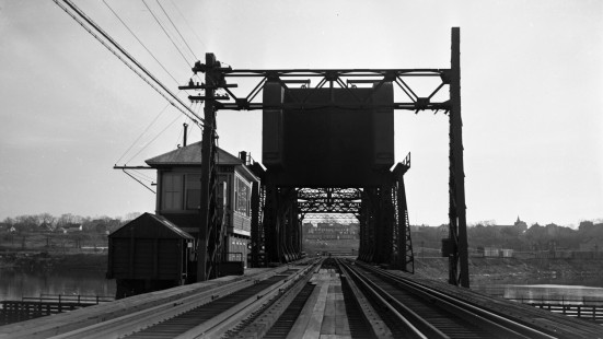 Seekonk River Drawbridge at Providence, Rhode Island, in 1952. 
Photograph by Leo King, © 2016, Center for Railroad Photography and Art. King-06-015-004
