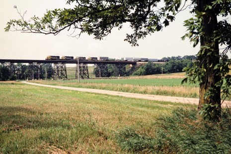 Eastbound Santa Fe Railway freight train in Media, Illinois, on July 15, 1997.  Photograph by John F. Bjorklund, © 2015, Center for Railroad Photography and Art. Bjorklund-05-29-10