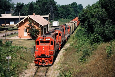 Southbound Ann Arbor Railroad freight train in Howell, Michigan, on August 14, 1982. Photograph by John F. Bjorklund, © 2015, Center for Railroad Photography and Art. Bjorklund-03-28-10