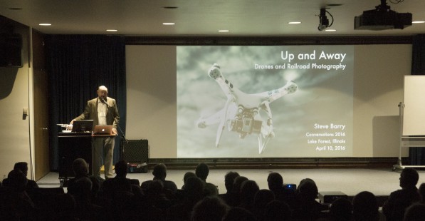 Presenter Steve Barry and the emerging use of drones and railroad photography. Center for Railroad Photography and Art. Photograph by Henry A. Koshollek