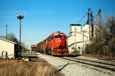 Southbound Ann Arbor Railroad freight train in Dundee, Michigan, on December 17, 1978. Photograph by John F. Bjorklund, © 2015, Center for Railroad Photography and Art. Bjorklund-03-22-09