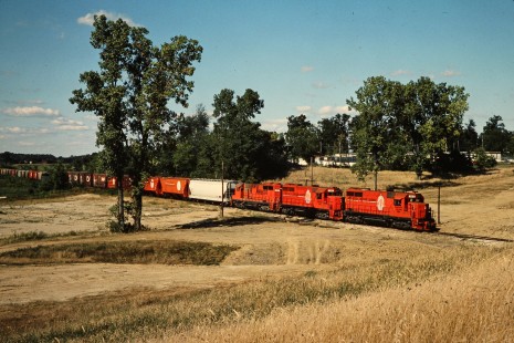 Southbound Ann Arbor Railroad freight train in Pittsfield Junction, Michigan, on August 28, 1982. Photograph by John F. Bjorklund, © 2015, Center for Railroad Photography and Art. Bjorklund-03-28-23