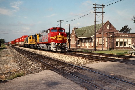 Eastbound Santa Fe Railway freight train in Augusta, Kansas, on July 6, 1994. Photograph by John F. Bjorklund, © 2015, Center for Railroad Photography and Art. Bjorklund-06-07-16
