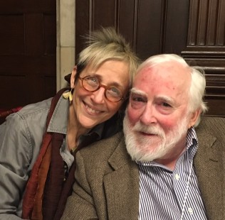 Presenter Wendy Burton and photographer David Plowden at the Friday dinner. Center for Railroad Photography & Art. Photograph by Jeff Brouws