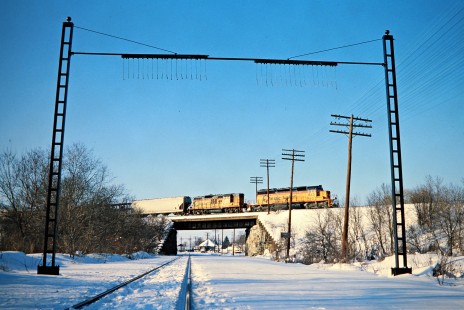 Eastbound Baltimore and Ohio Railroad freight train in Lodi, Ohio, on January 22, 1978. Photograph by John F. Bjorklund, © 2015, Center for Railroad Photography and Art. Bjorklund-16-06-17