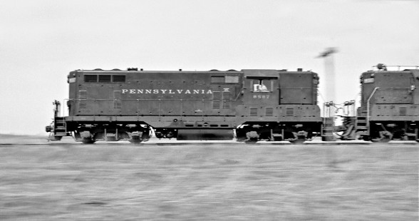 Pennsylvania Railroad Geeps speed a westbound train toward Dayton, Ohio, in 1956. Photograph by J. Parker Lamb, © 2015, Center for Railroad Photography and Art. Lamb-01-014-07