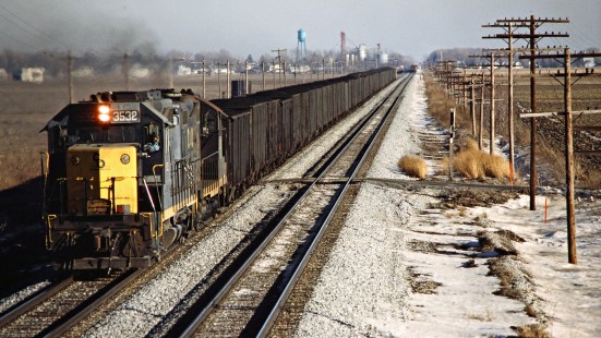 Westbound Baltimore and Ohio Railroad coal train in Gairdstown, Ohio, on January 11, 1985. Photograph by John F. Bjorklund, © 2015, Center for Railroad Photography and Art. Bjorklund-17-20-09