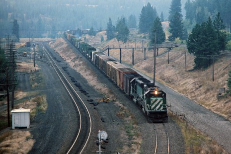 Burlington Northern Railroad freight train in Marshall, Washington, on August 31, 1978. Photograph by John F. Bjorklund, © 2015, Center for Railroad Photography and Art. Bjorklund-10-17-09