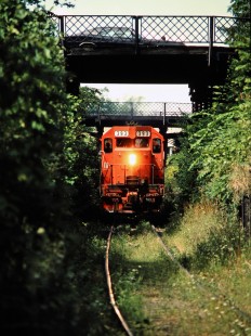 Southbound Ann Arbor Railroad freight train in Howell, Michigan, on August 28, 1982. Photograph by John F. Bjorklund, © 2015, Center for Railroad Photography and Art. Bjorklund-03-28-11