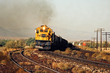 Santa Fe Railway freight train in Franconia, Arizona, on October 7, 1976. Photograph by John F. Bjorklund, © 2015, Center for Railroad Photography and Art. Bjorklund-04-21-13