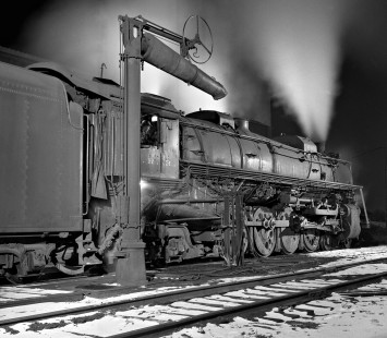 Illinois Central Railroad 4-8-2 steam locomotive no. 2613 at Carbondale, Illinois, on the night of December 27, 1959. Photograph by J. Parker Lamb, © 2015, Center for Railroad Photography and Art. Lamb-01-029-09