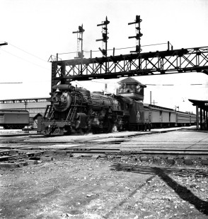 Erie Railroad steam locomotive with passenger train at Marion, Ohio, in 1941. Photograph by Robert A. Hadley, © 2017, Center for Railroad Photography and Art. Hadley-02-027-04
