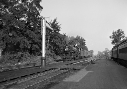 Grand Trunk Western Railroad steam locomotive no. 5630 leads passenger train at Pontiac, Michigan, circa 1940. Photograph by Robert Hadley. Hadley-03-121-01.JPG; © 2016, Center for Railroad Photography and Art