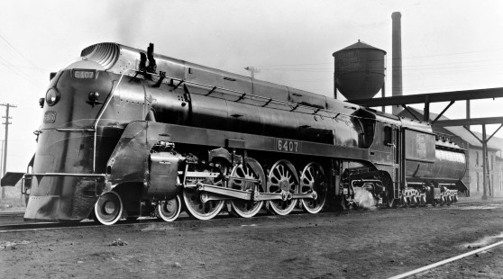 Grand Trunk Western Railroad 4-8-4 steam locomotive no. 6407 in Chicago, Illinois, on September 9, 1941. Photograph by Robert Hadley; Hadley-09-039-02.JPG; © 2016, Center for Railroad Photography and Art