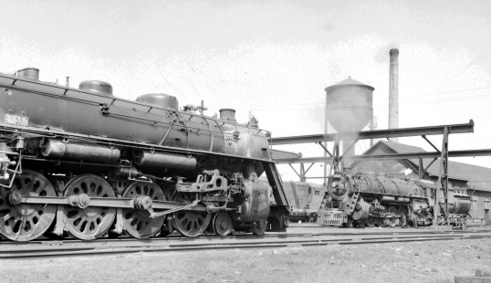 Grand Trunk Western Railroad 4-8-4 steam locomotive nos. 6323 and 6230 in Chicago, Illinois, in May 25, 1955; Photograph by Robert Hadley; Hadley-09-047-04.JPG; © 2016, Center for Railroad Photography and Art