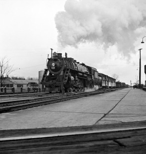 Grand Trunk Western Railroad steam locomotive no. 6319 leads freight train at Durand, Michigan on April 11, 1942. Photograph by Robert Hadley. Hadley-03-100-04.JPG; © 2016, Center for Railroad Photography and Art