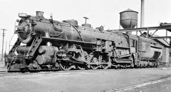 Grand Trunk Western Railroad 4-8-4 steam locomotive no. 6303 in Chicago, Illinois, on October 15, 1939. Photograph by Robert Hadley; Hadley-09-040-01.JPG; © 2016, Center for Railroad Photography and Art