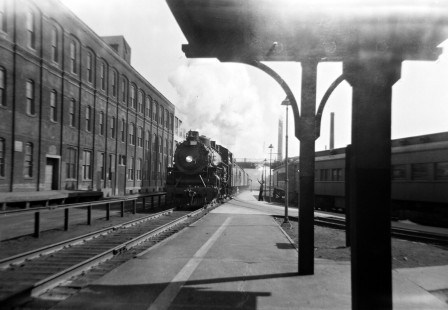 Grand Trunk Western Railroad steam locomotive no. 5633 at Milwaukee Junction in Detroit, Michigan, circa 1940. Photograph by Robert Hadley. Hadley-02-142; © 2016, Center for Railroad Photography and Art