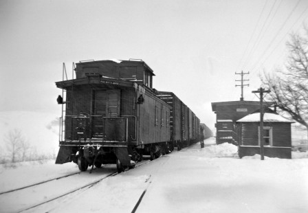 Grand Trunk Western Railroad freight train no. 49 in Oxford, Michigan, circa 1940. Photograph by Robert Hadley. Hadley-05-006-01.JPG; © 2017, Center for Railroad Photography and Art