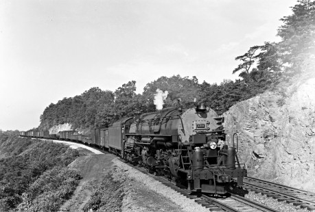 Western Maryland Railway 4-6-6-4 steam locomotive no. 1211 pulls an eastbound freight train west of Williamsport, Maryland, on September 2, 1941. Furler-02-095-01;  © 2017, Center for Railroad Photography and Art