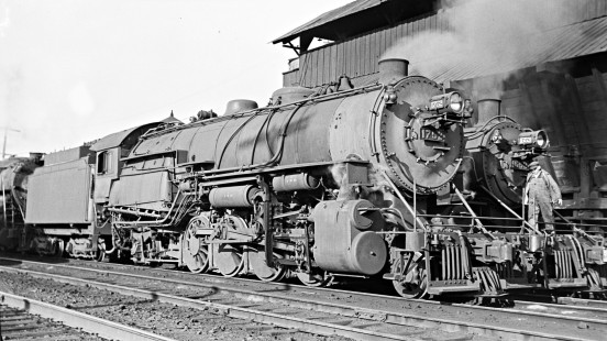 Reading Company 2-8-2 steam locomotive no. 1752 and no. 1553 at Allentown, Pennsylvania, circa 1935. Photograph by Donald W. Furler, © 2017, Center for Railroad Photography and Art, Furler-23-009-04