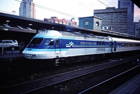 CountryLink "New South NSW-XPT (New South Wales Express Passenger Train)" no. 2015 at Sydney, New South Wales, Australia, on April 18, 1998. Photograph by Fred M. Springer, © 2014, Center for Railroad Photography and Art. Springer-Australia-20-10