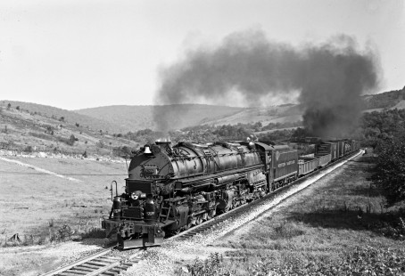 Western Maryland Railway steam locomotive no. 1206 hauls train near Mount Savage, Maryland, circa 1945. Furler-22-094-02; © 2017, Center for Railroad Photography and Art