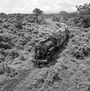 Tehuantepec Railway 2-8-0 steam locomotive no. 1343 leads northbound train no. 101 near Matias Romero, Oaxaca, Mexico on September 1, 1961. Rose-01-070-08; Photograph by Ted Rose,    © 2015, Center for Railroad Photography and Art