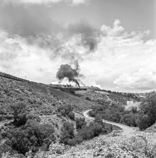 National Railways of Mexico doubleheader freight train south of Zacatecas in the state of Mexico on August 17, 1961. Rose-01-065-09; Photograph by Ted Rose,  © 2015, Center for Railroad Photography and Art