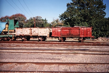Two freight supply cars on view at the SteamRanger Heritage Railway Museum in Mount Barker, Victoria/South Australia, Australia, on April 17, 2003. Photograph by Fred M. Springer, © 2014, Center for Railroad Photography and Art. Springer-Australia-NZ(2)-07-13