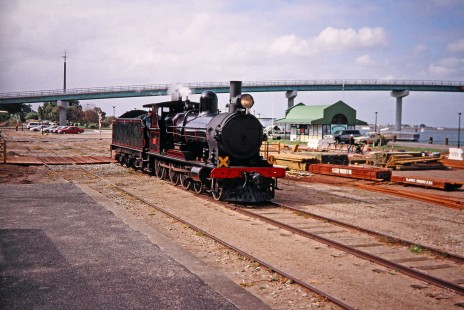 Victor Harbor Railway steam locomotive no. 207 or "Dean Harvey" and its engineer travel from Adelaide to Wolseley, but it first passes through Goolwa, South Australia, Australia, on April 15, 2003. Photograph by Fred M. Springer, © 2014, Center for Railroad Photography and Art. Springer-Australia-NZ(2)-05-05