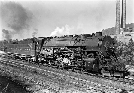 Western Maryland Railway steam locomotive no. 1119 at the east end of Ridgeley Yard in Ridgeley, West Virginia, circa 1948. Furler-22-088-02; © 2017, Center for Railroad Photography and Art