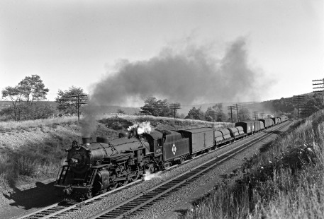 Erie Railroad 4-6-2 steam locomotive no. 2750 pulling westbound passenger train no. 9 at Sparrow Bush, New York, on October 1, 1947. Photograph by Donald W. Furler, © 2017, Center for Railroad Photography and Art, Furler-09-050-02