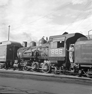 National Railways of Mexico 0-6-0 steam locomotive no. 625 switching at the depot/shop  at Aguascalientes, Aguacalientes, Mexico, circa 1960. Photograph by Ted Rose,  © 2015, Center for Railroad Photography and Art
