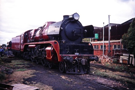 Steam locomotive no. 766 or "City of Bendigo" featured at the Australian Railway Historical Society (ARHS) Museum in Williamstown, Victoria, Australia, on April 3, 1997. Photograph by Fred M. Springer, © 2014, Center for Railroad Photography and Art. Springer-Australia-UK-10-30