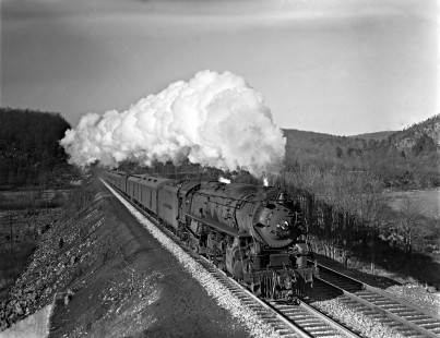 Delaware, Lackawanna and Western Railroad  4-6-2 steam locomotive no. 1154 emerges from tunnel with eastbound passenger train no. 2 east of Andover, New Jersey, in 1940; Photograph by Donald Furler. Furler-03-016-02.JPG; © 2017, Center for Railroad Photography and Art