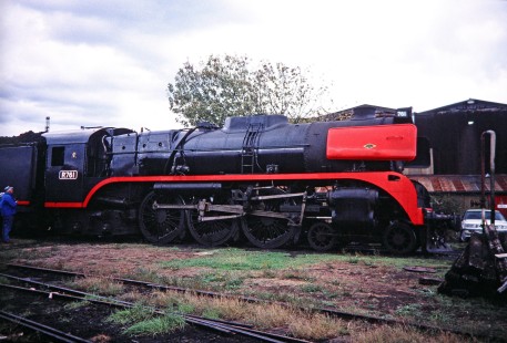 A profile view of steam locomotive no. R761 on view at the Australian Railway Historical Society (ARHS) Museum in Williamstown, Victoria, Australia, on April 3, 1997. Photograph by Fred M. Springer, © 2014, Center for Railroad Photography and Art. Springer-Australia-UK-10-33