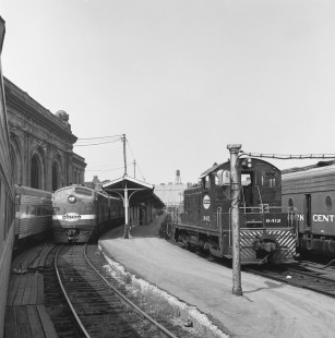 New York Central diesel locomotives nos. 4041 and 8412 at Albany Union Station in Albany, New York, on July 22, 1968. Photograph by Victor Hand. Hand-NYC-PC-CR-31-0171.JPG