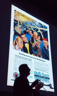 Craig Thorpe discusses the history of railroad advertising art during his presentation at the Center's <a href="http://www.railphoto-art.org/conferences/conversations-west-2018/" rel="nofollow">Conversations West</a> conference at the California State Railroad Museum. Photograph for the Center for Railroad Photography & Art by Henry A. Koshollek