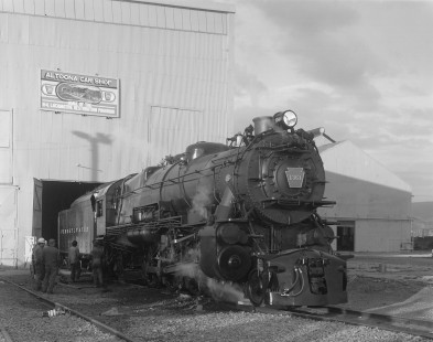 Pennsylvania Railroad K4 4-6-2 steam locomotive no. 1361 at the the Altoona Car Shop in Altoona, Pennsylvania, on April 11, 1987. Photograph by Victor Hand. Hand-NYC-PC-CR-31-0931