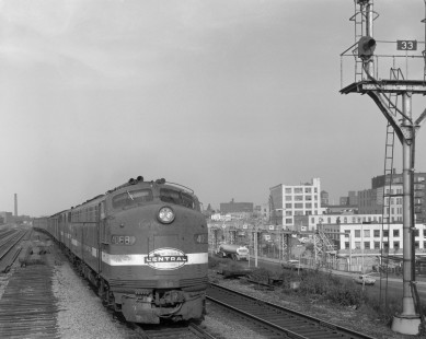 New York Central Railroad diesel locomotive no. 4068 leads westbound passenger train no. 51, the "Empire State Express," in Rochester, New York, on September 19, 1967. Photograph by Victor Hand. Hand-NYC-PC-CR-31-0091
