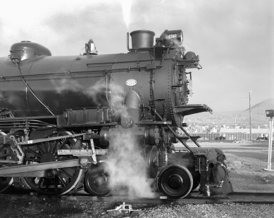 A profile view of Pennsylvania Railroad K4 4-6-2 steam locomotive no. 1361 in Altoona, Pennsylvania, on April 11, 1987. Photograph by Victor Hand. Hand-NYC-PC-CR-31-0935