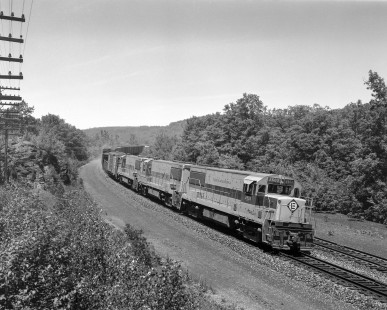 Erie Lackawanna Railroad locomotive no. 2503 hauls eastbound freight near Analomink, Pennsylvania, on June 26, 1965. Photograph by Victor Hand. Hand-EL-30-058.JPG