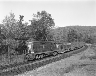 Erie Lackawanna Railroad locomotive no. 1282 hauls eastbound freight near Cochecton, New York, on October 11, 1964. Photograph by Victor Hand. Hand-EL-30-007.JPG