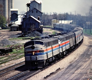 Westbound Amtrak passenger train no. 49, the <i>Lake Shore Limited</i> (running two hours late), operating on Conrail in Oak Harbor, Ohio, on May 5, 1979. Photograph by John F. Bjorklund, © 2016, Center for Railroad Photography and Art. Bjorklund-81-15-06
